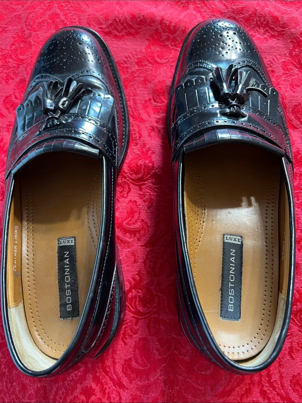 Bostonian Luxe Men’s 9.5M Black Leather Kiltie Tassel Brogue Loafers